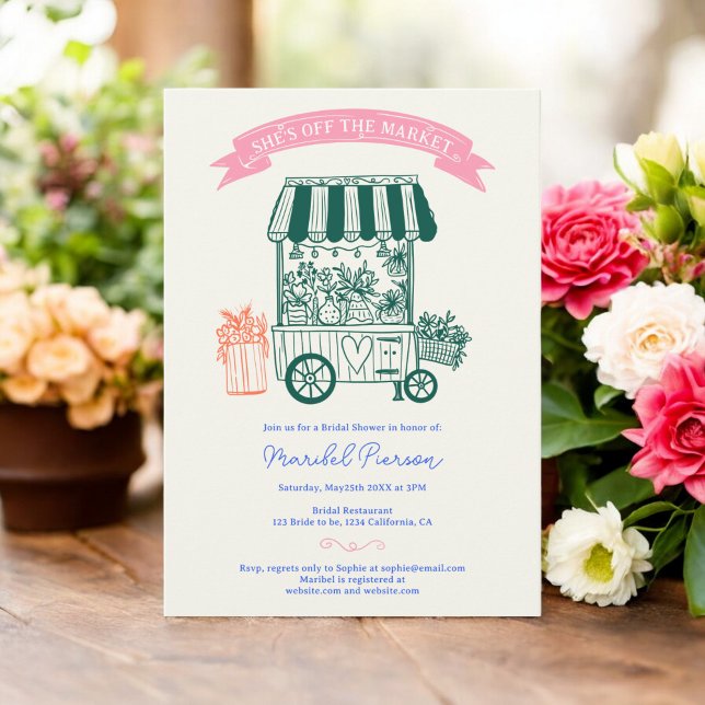 Invitation Hors du marché rétro gribouillis douche nuptiale (Off the market retro scribbles bridal shower invitation)