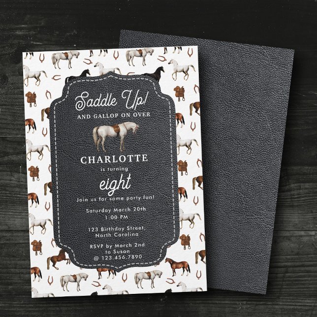 Invitation Horse Birthday Theme Cowgirl Cowboy (Horse Birthday Theme Cowgirl Cowboy Invitation)
