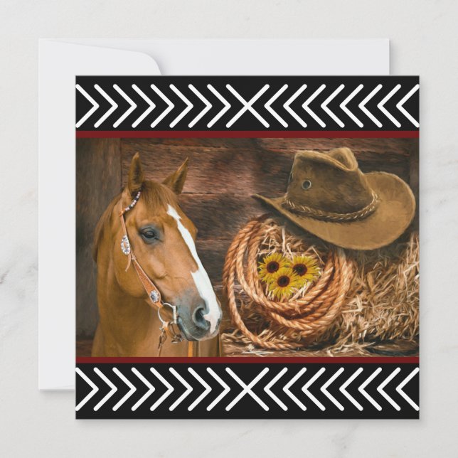 Invitation Horse cowboy Hat Lasso Western (Devant)