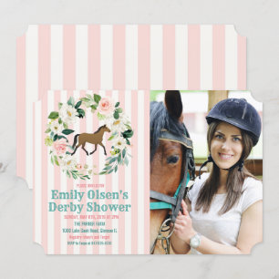 Invitation Horse Floral Derby Fête des mariées Photo Invitati