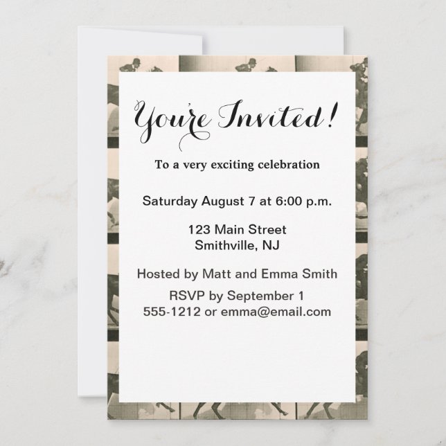 Invitation Horse Motion Photographie Vintage (Devant)