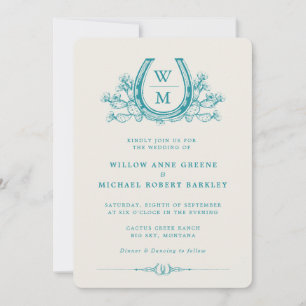 Invitation Horseshoe Cactus Western Pays Mariage photo