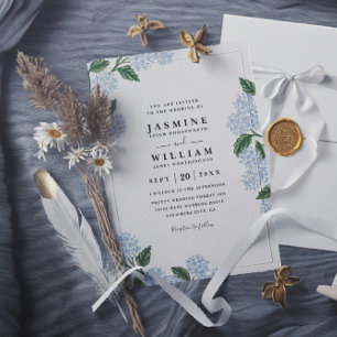 Invitation Hortensia Floral Rustique Élégant Mariage Moderne