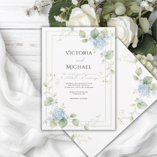 Invitation Hortensias Bleus Élégance Florale de Mariage