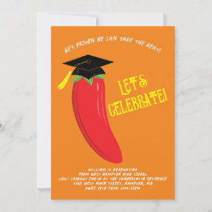 Invitation Hot Chili Pepper Graduation Party Red