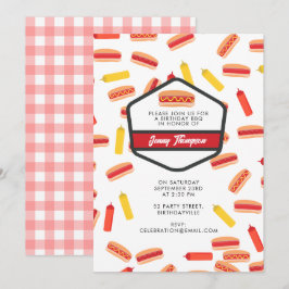 Invitation Hot Dog Fast Food Anniversaire de fête BBQ