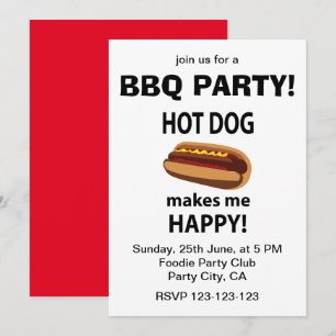 Invitation Hot Dog Me Rend Heureux Hot Dog BBQ Party