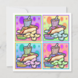 Invitation - Hot Dog Pop Art avec frites et boisso