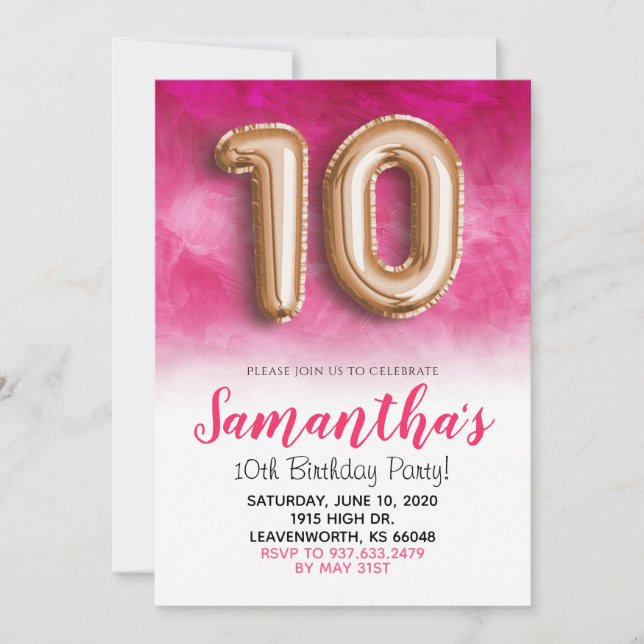 Invitation Hot Pink 10e anniversaire (Devant)