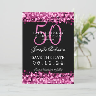 Invitation Hot Pink 50th Birthday Enregistrer la date avec le