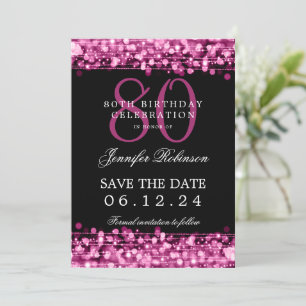 Invitation Hot Pink 80e anniversaire Enregistrer la date