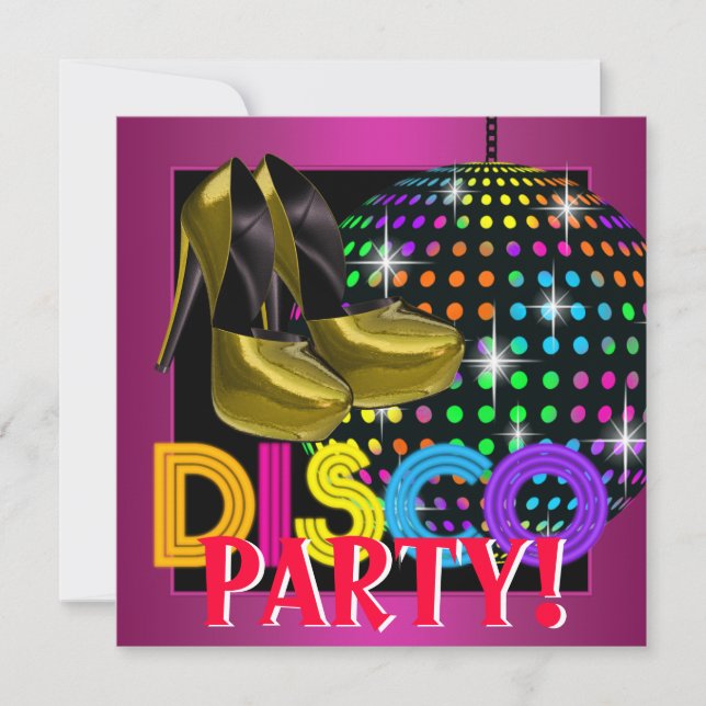 Invitation Hot Pink Disco Dance Party (Devant)