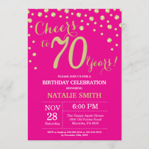 Invitation Hot Pink et Gold Diamond 70e anniversaire