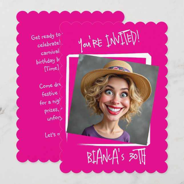 Invitation Hot Pink personnalisé 30e anniversaire (Devant / Derrière)