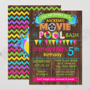 Invitation Hot Pink Pool et cinéma Anniversaire Summer Bash