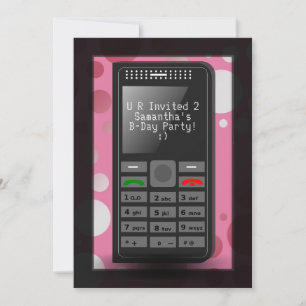 Invitation Hot Pink Téléphone Ado Anniversaire Fête Invitatio