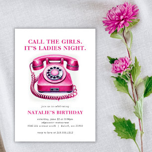 Invitation Hot Pink téléphone Appelez les filles Anniversaire