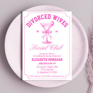 Invitation Hot rose Divorce Vies Divorce Parti de Divorce Clu