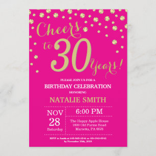 Invitation Hot rose et or 30e Anniversaire Diamond