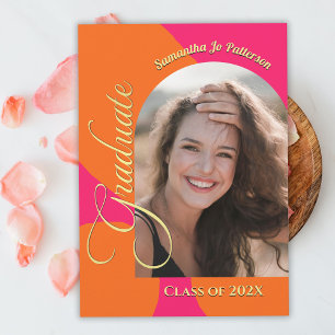 Invitation Hot Rose et Orange Arch Photo Party