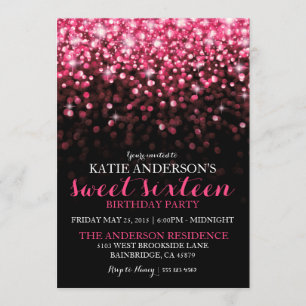 Invitation Hot rose Hollywood Parties scintillant Sweet sixte