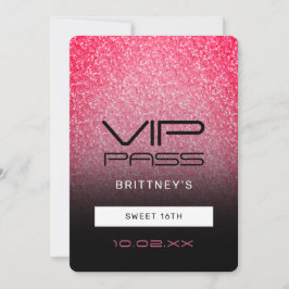 Invitation Hot rose noir Ombre Parties scintillant Sweet 16th