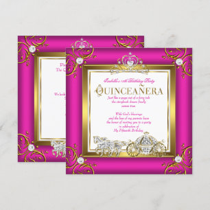 Invitation Hot rose or princesse Quinceanera 15e anniversaire