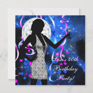 Invitation Hot rose Royal Blue fête d'anniversaire