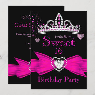 Invitation Hot rose Sweet 16 Anniversaire Diamond Tiara 2