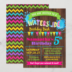 Invitation Hot rose toboggan fête d'anniversaire d'été basque