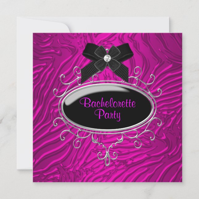 Invitation Hot rose Zebra Bachelorette (Devant)