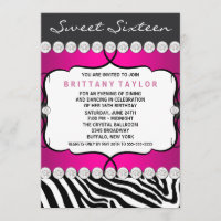 Hot rose Zebra Sweet sixteen fête d'anniversaire