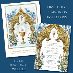 Invitation Hôte de la première communion florale et de chalic