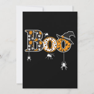 Invitation Hou avec des araignées et un chapeau de sorcière H