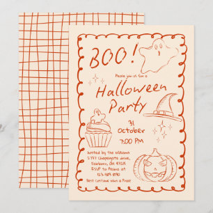 Invitation Hou! Croquis dessinés à la main tendance pour une 