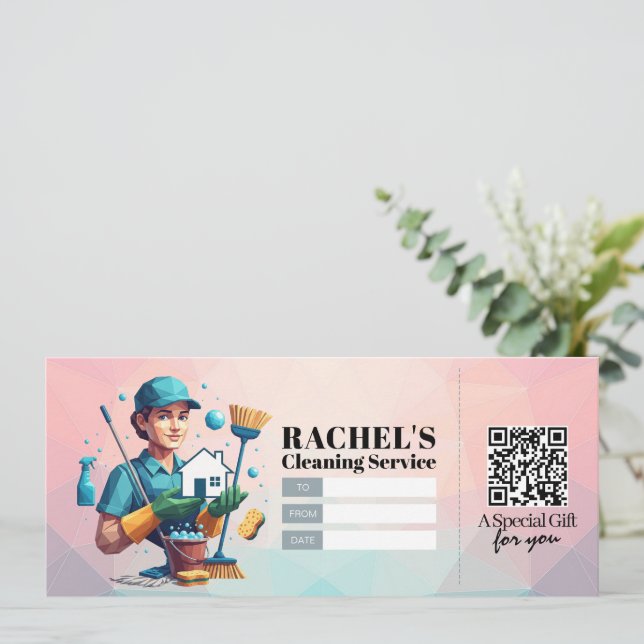 Invitation House Cleaning Services Gift Certificate Voucher (Debout devant)