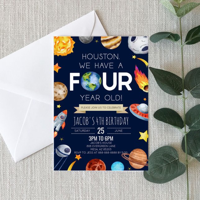 Invitation Houston Nous avons quatre ans 4e fête d'anniversai (Créateur téléchargé)