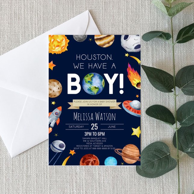Invitation Houston Nous Avons Un Baby shower Boy Space Planet (Créateur téléchargé)