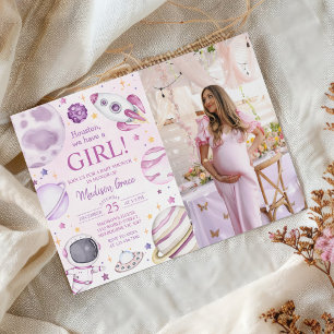 Invitation Houston Nous Avons Un Baby shower Spatial Fille