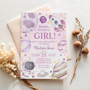 Invitation Houston Nous Avons Un Baby shower Spatial Fille