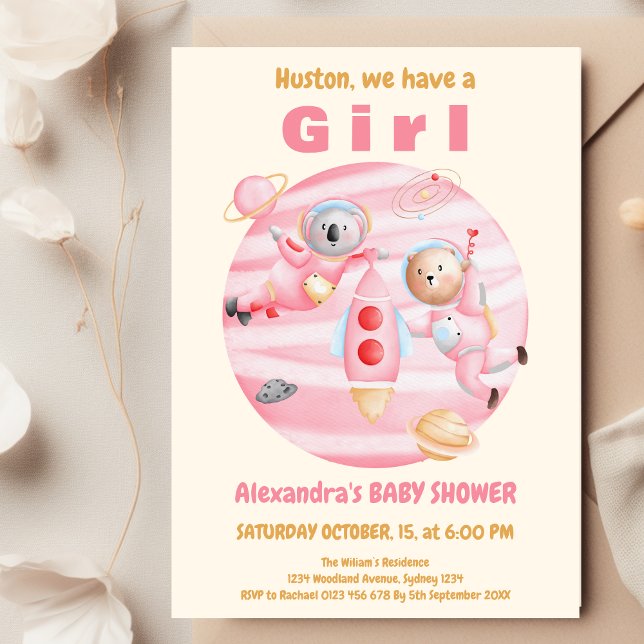 Invitation Houston nous avons un Baby shower spatial pour fil (Créateur téléchargé)