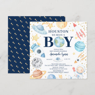 Invitation Houston Nous Avons Un Garçon Baby shower Espace Ex