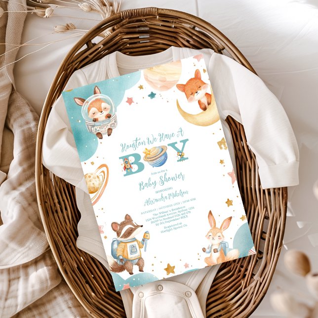 Invitation Houston Nous Avons Un Garçon Baby shower Espace Ex (Créateur téléchargé)