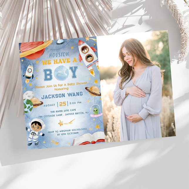 Invitation Houston Nous Avons Un Garçon Baby shower Espace Ex (Créateur téléchargé)