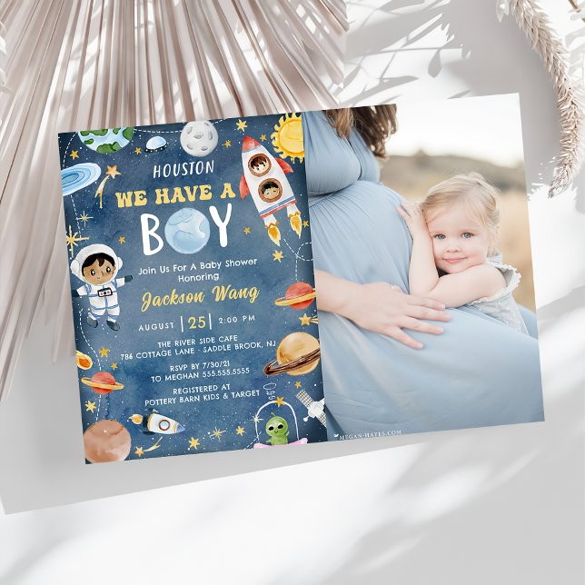 Invitation Houston Nous Avons Un Garçon Baby shower Espace Ex (Créateur téléchargé)