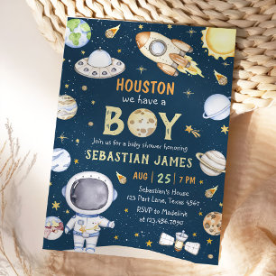 Invitation Houston Nous Avons Un Garçon Baby shower Espace Ex
