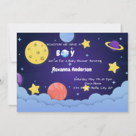 Invitation Houston Nous avons un petit Baby shower spatial