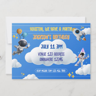 Invitation Houston On Fête 3D Anniversaire Spatial