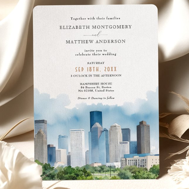 Invitation HOUSTON Texas USA City Skyline Mariage (Créateur téléchargé)
