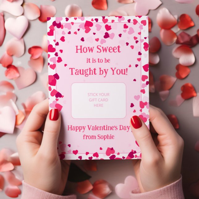 Invitation How Sweet Teacher Valentine's Gift Card Holder (How Sweet it is to be Taught by You! (editable) Personalized Valentine's Gift Card Holder)